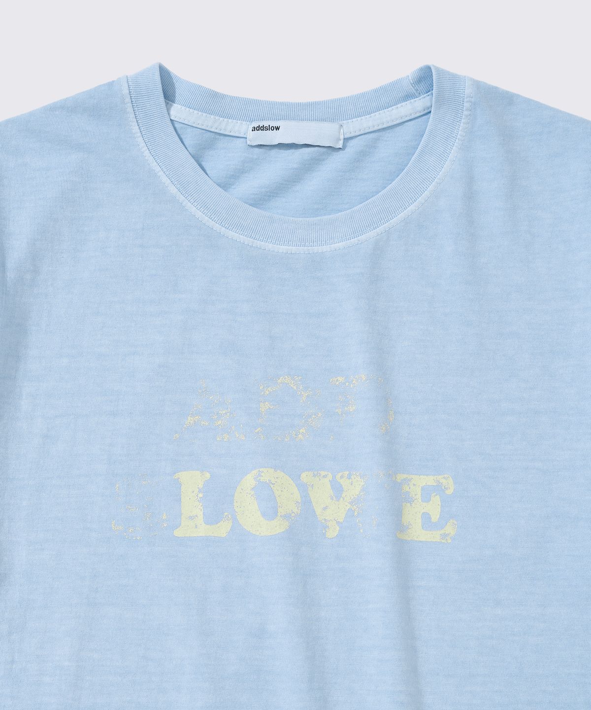애드슬로우(ADDSLOW) Vintage Washed LOVE T-Shirt (Sky Blue)