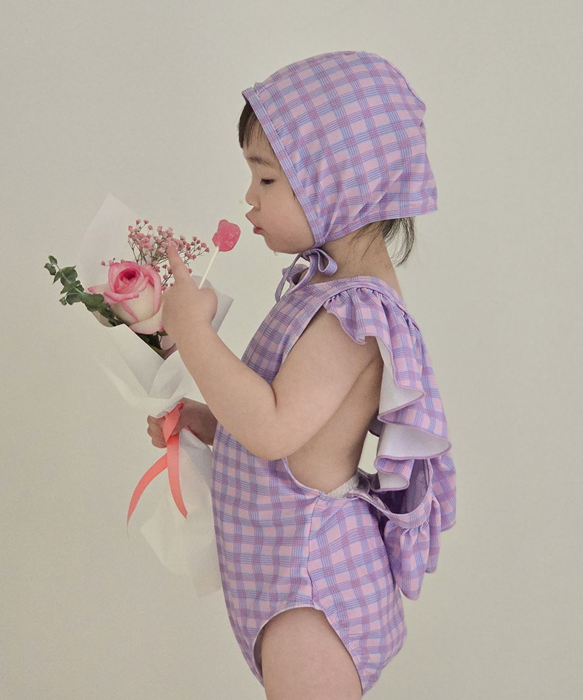아카시아봉봉(ACACIABONGBONG) 프릴 원피스 아기수영복 + 모자SET