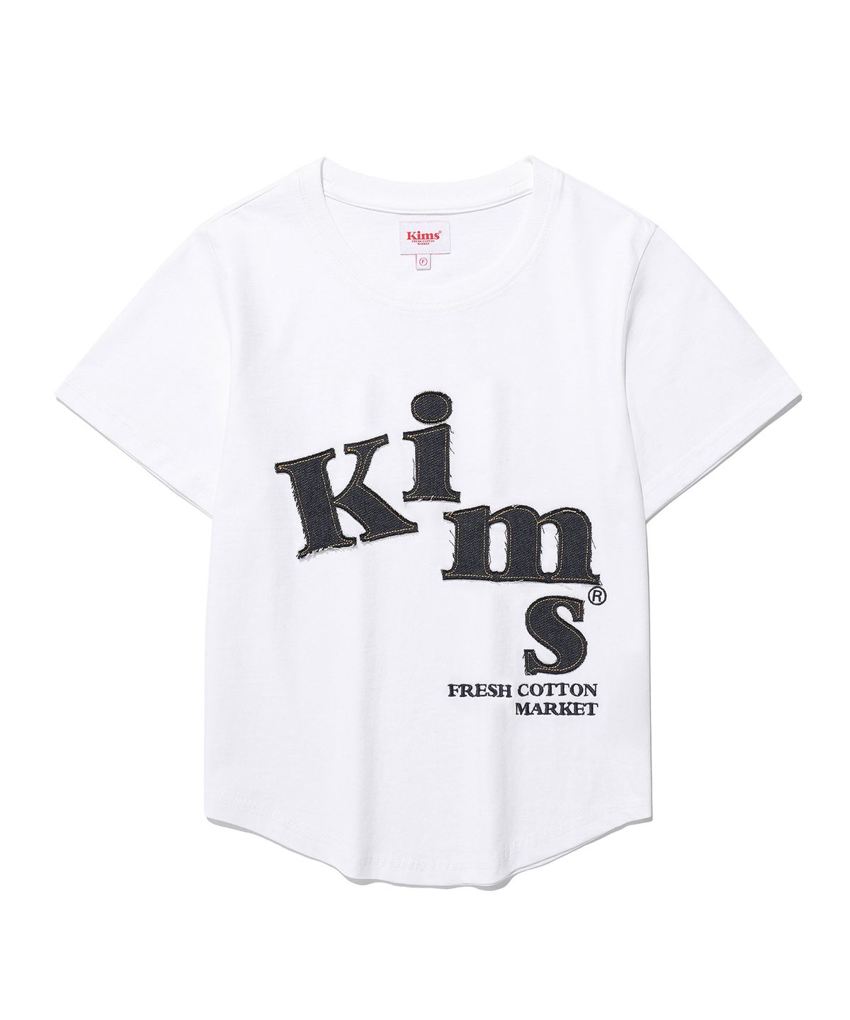 킴스 프레시 코튼 마켓(KIMS FRESH COTTON MARKET) Messy Denim Applique Tee White