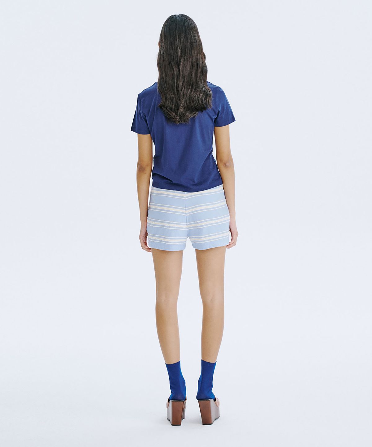분더캄머(WNDERKAMMER) Stripe Jacquard Knit Shorts_Light Blue