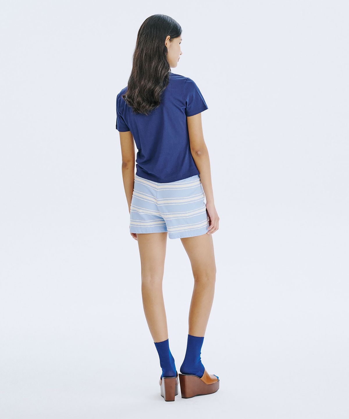 분더캄머(WNDERKAMMER) Stripe Jacquard Knit Shorts_Light Blue