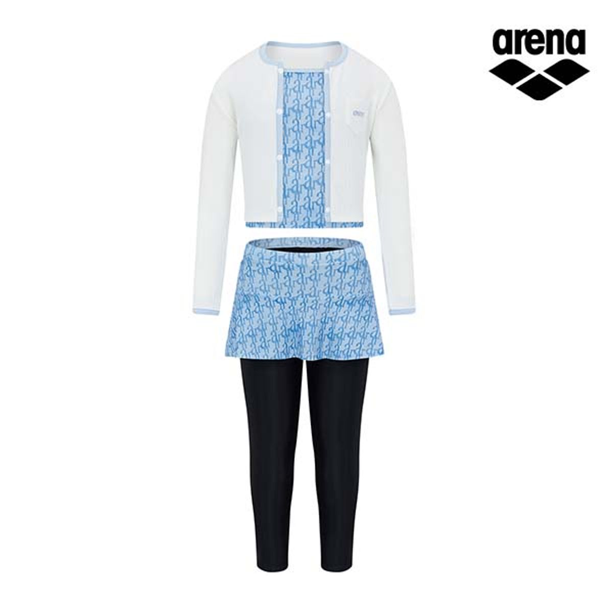 아레나 키즈(ARENA KIDS) 클라인 아동 래쉬가드 3PCS 세트 A5BG1GS04SBL