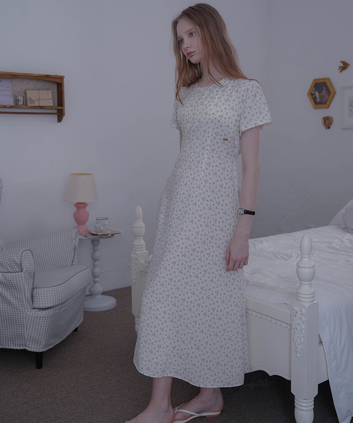 드헤베(DEHEVE) Floral Long Dress [Ivory]