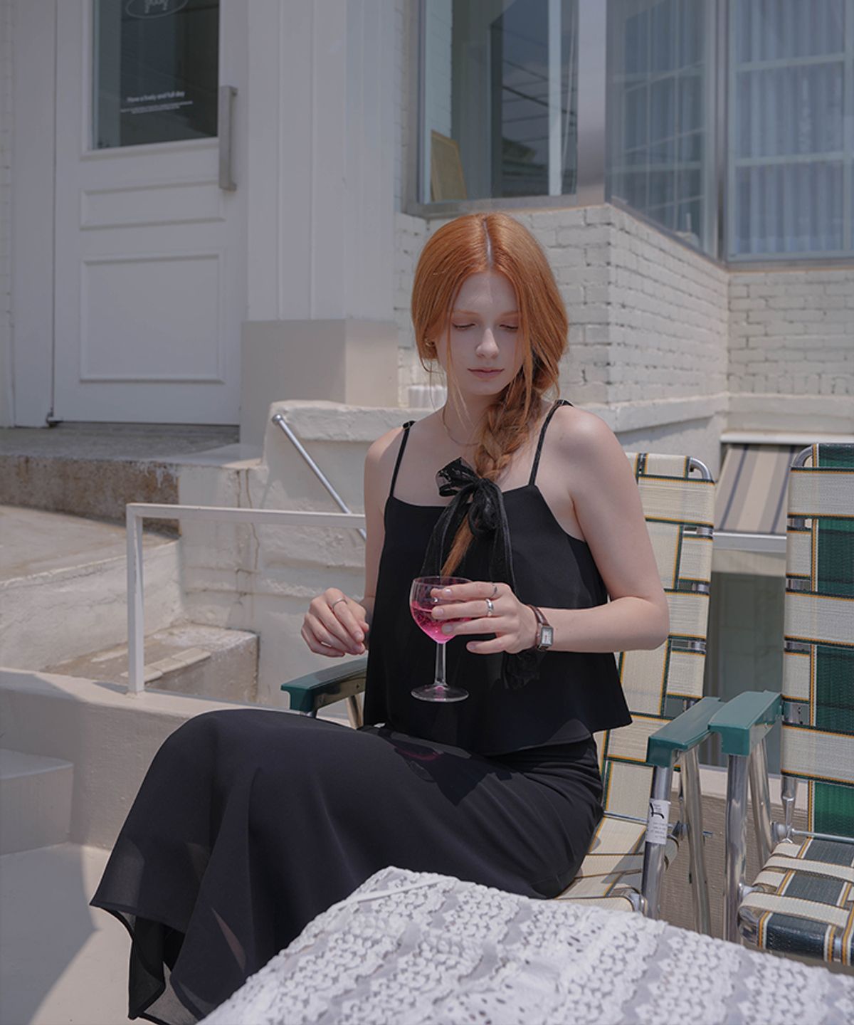 드헤베(DEHEVE) Silky Set-up Sleeveless [Black]