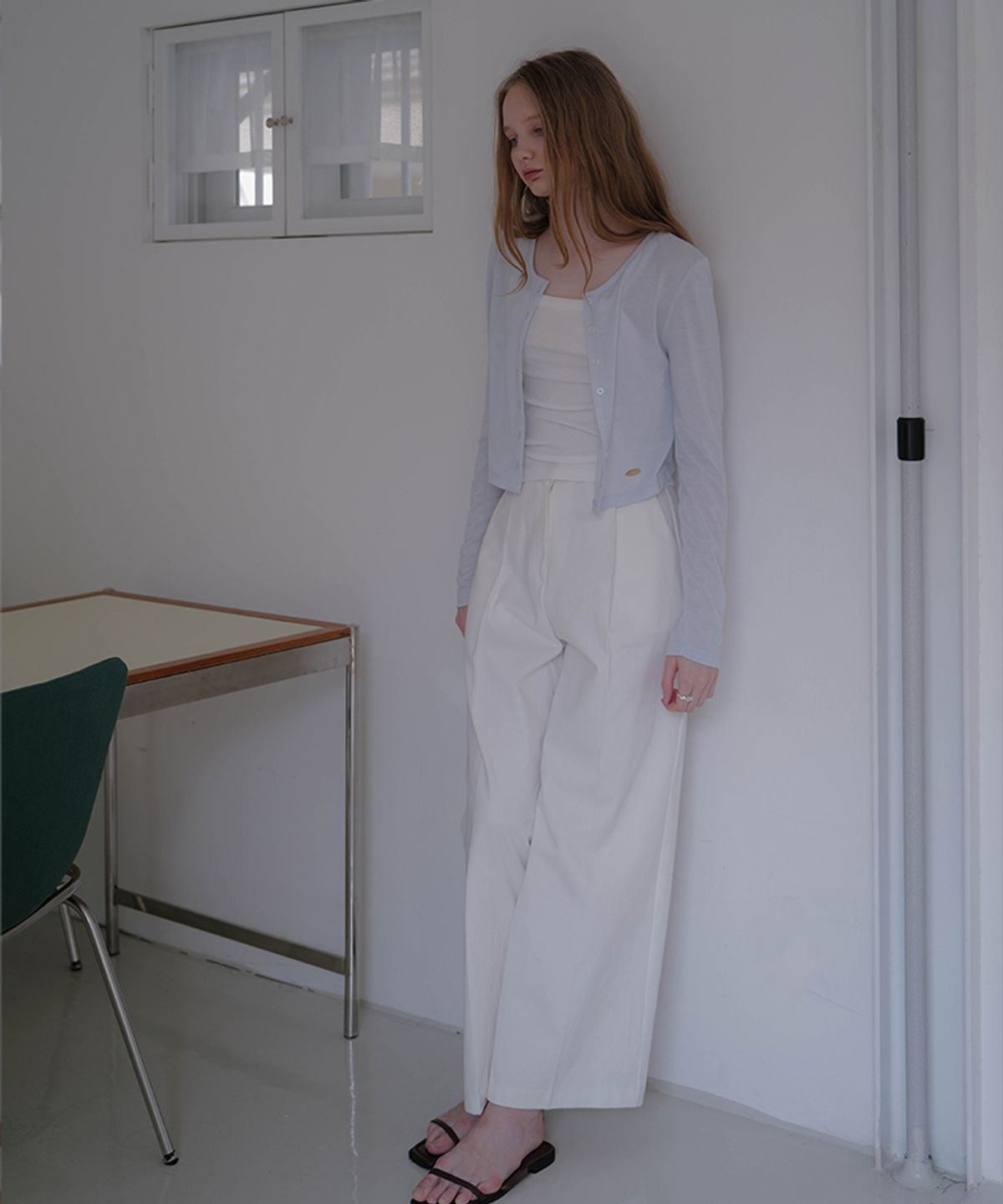 드헤베(DEHEVE) See-Through Soft Cardigan [Blue]