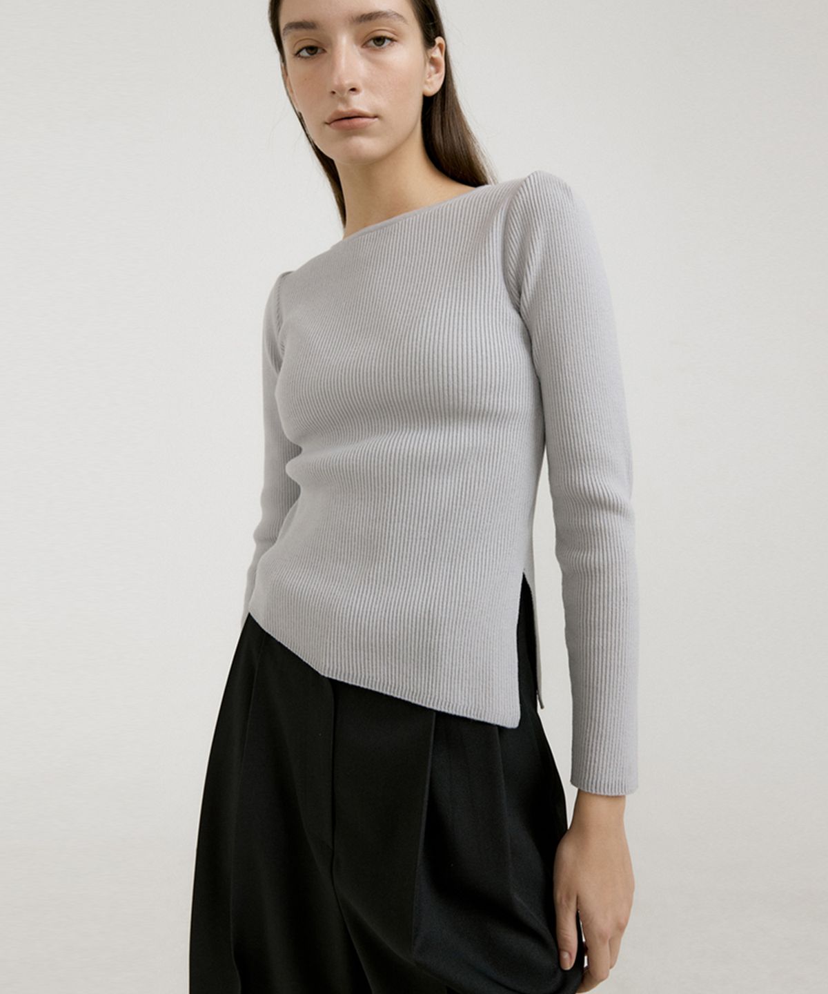 오떼뜨(OCTETTE) BOAT NECK SLIT JERSEY TOP_3COLOR