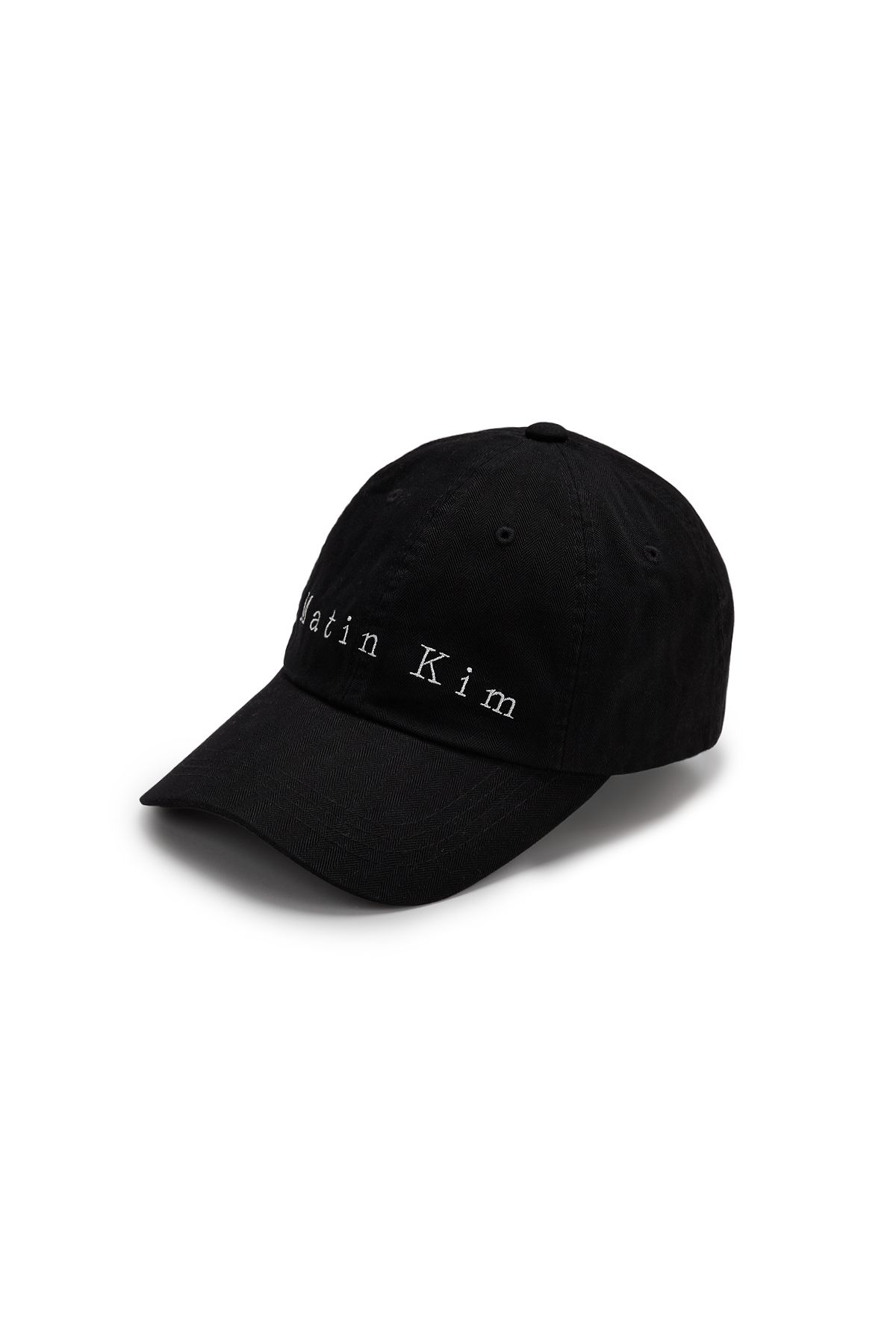 MUSINSA | MATIN KIM MATIN HERRINGBONE TYPO BALL CAP IN BLACK