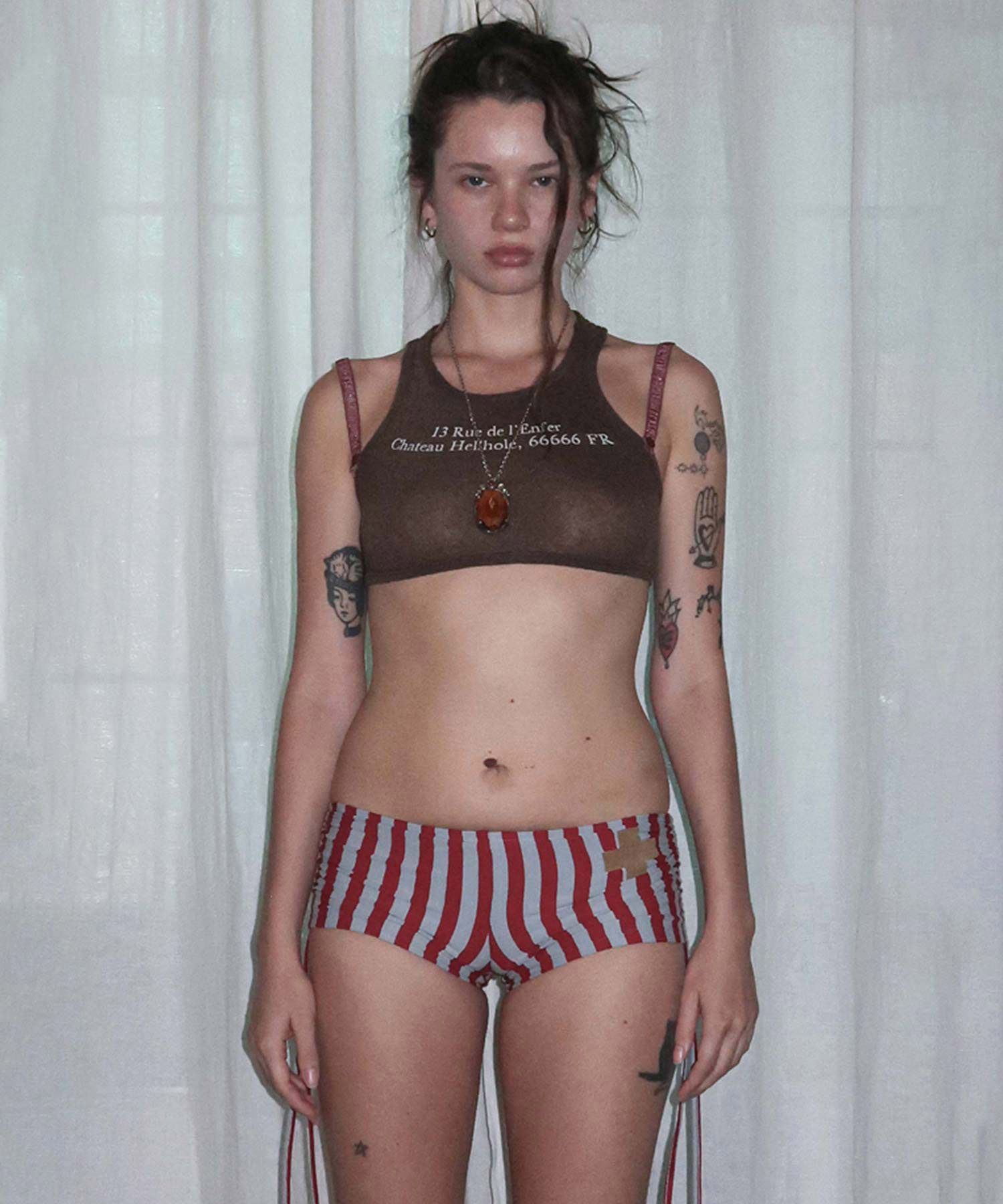 MUSINSA | SCULPTOR Zip 66666 Underboob Tank Khaki