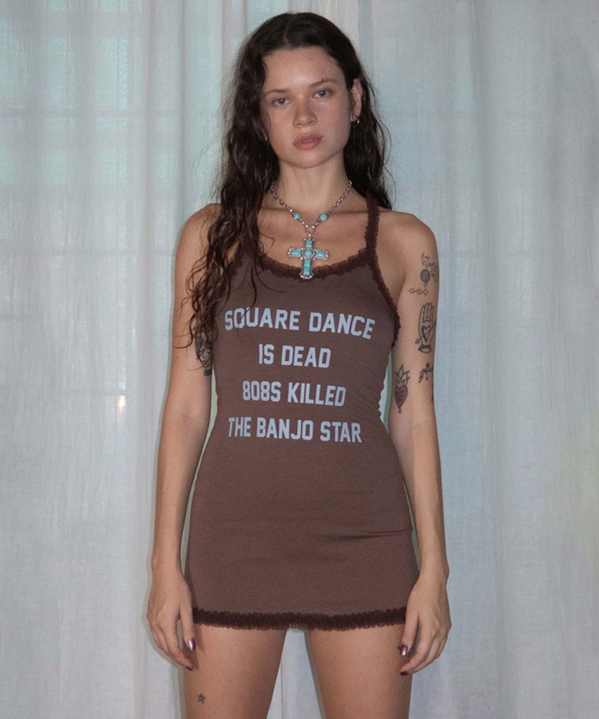스컬프터(SCULPTOR) Acid Farm Mini Dress Mocha