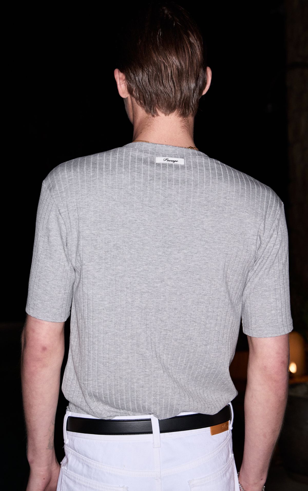 세비지(SAVAGE) Henley Neck Jersey Half Sleeve - Grey