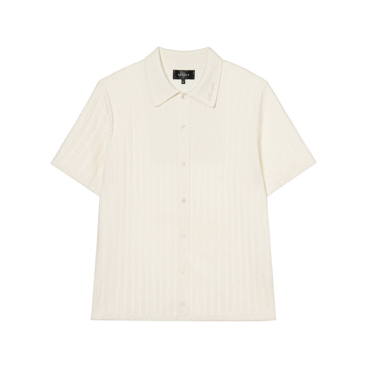 세비지(SAVAGE) Collar Knit Shirts - Ivory