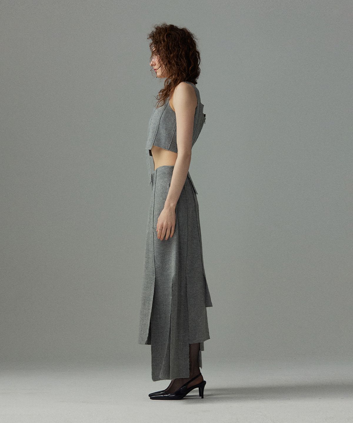 므아므(MMAM) Wool patchwork  skirt