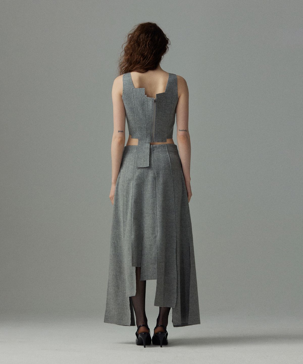 므아므(MMAM) Wool patchwork  skirt