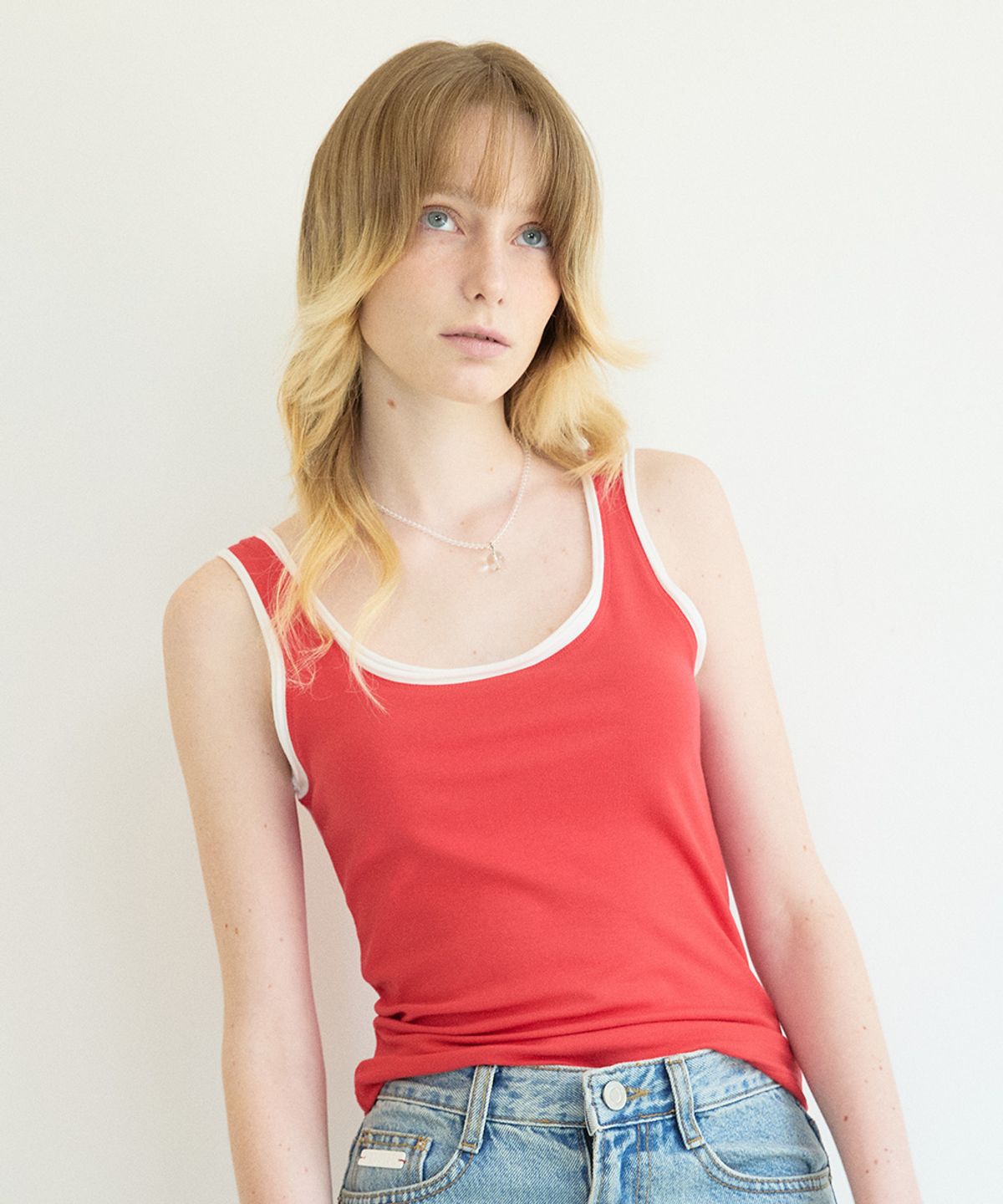 코케트(COQUET) U Neck Double Layered Sleeveless Red