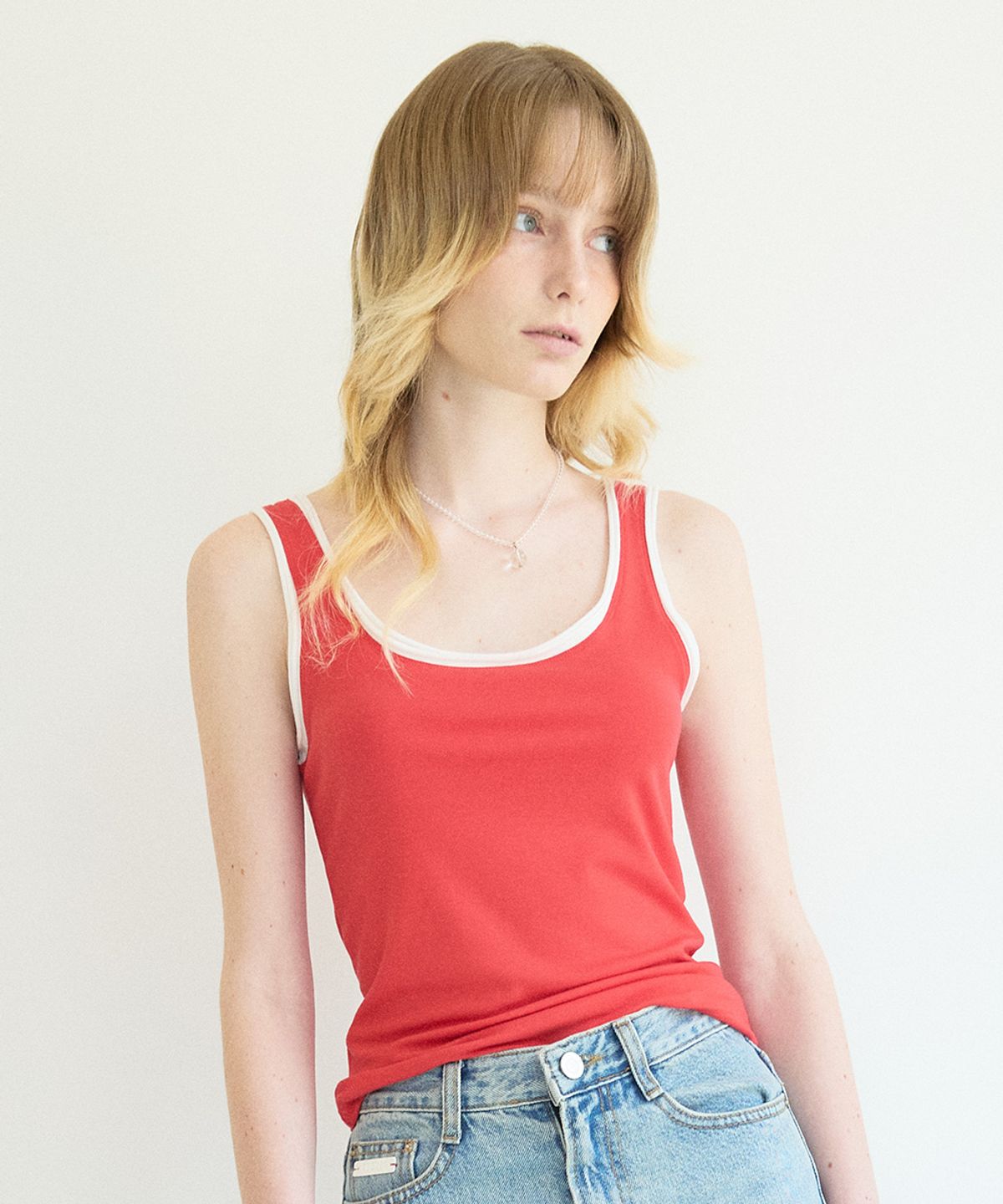 코케트(COQUET) U Neck Double Layered Sleeveless Red