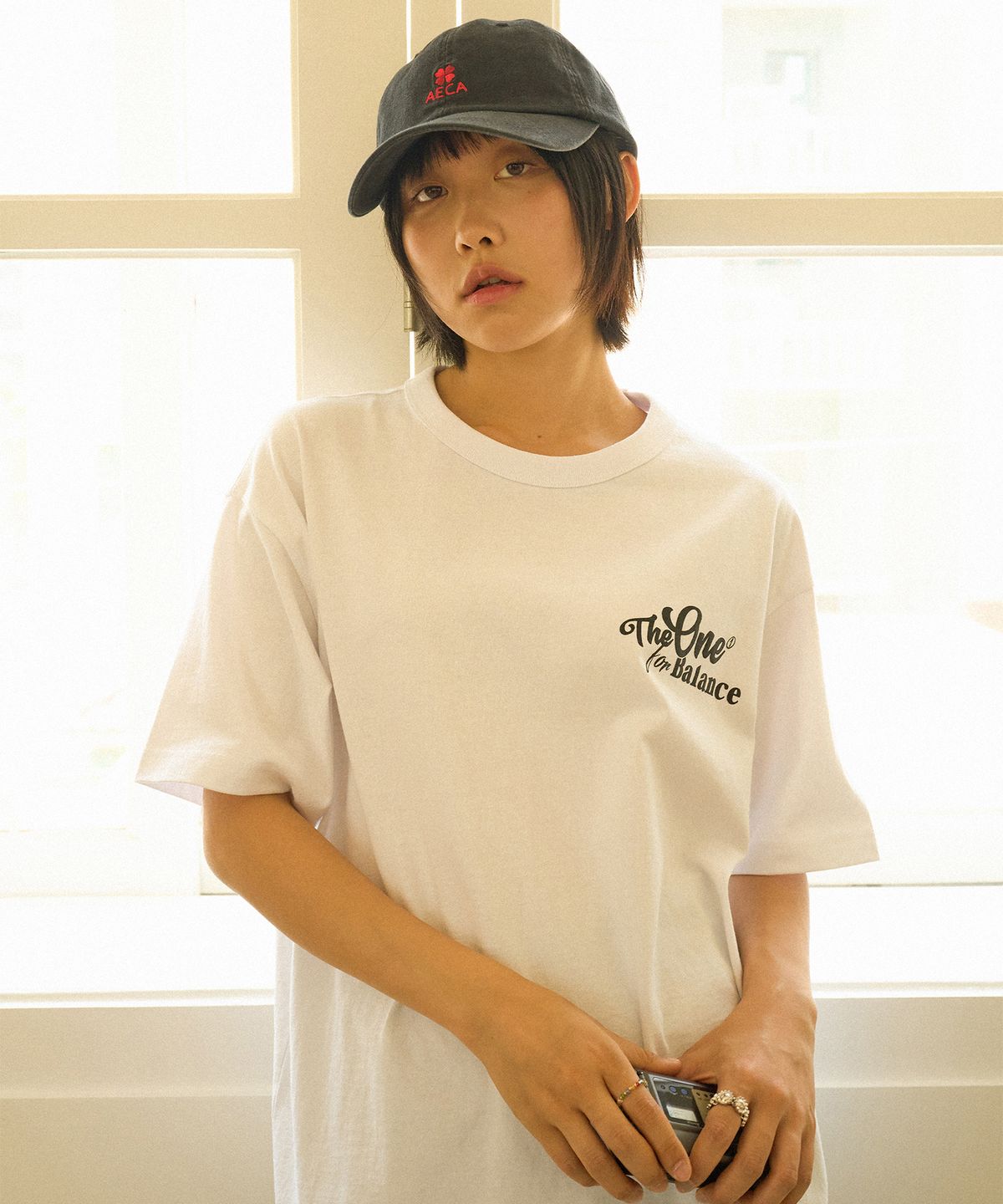 에이카화이트(AECA) AECA CLOVER LOGO CAP-BLACK