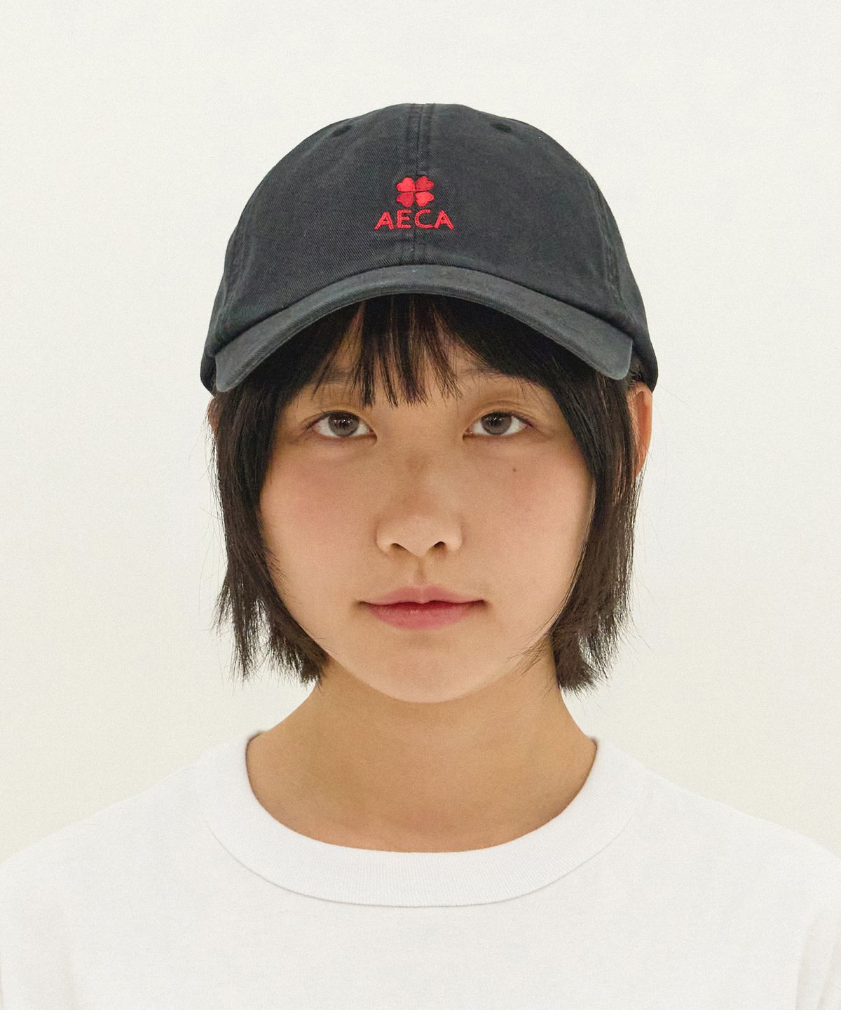 에이카화이트(AECA) AECA CLOVER LOGO CAP-BLACK