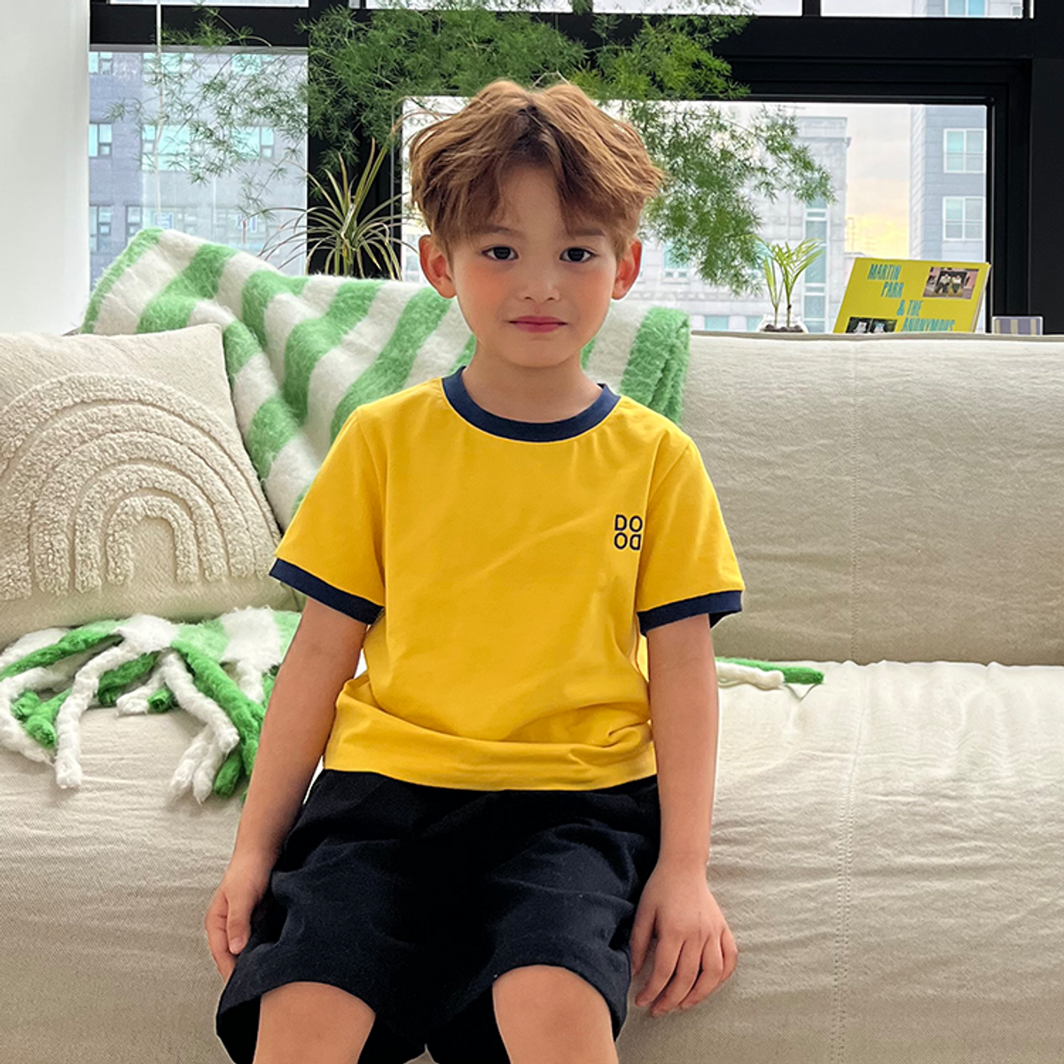 라메종드도도(LA MAISON DE DODO) BASIC DODO Ringer T Shirt_Yellow / Dark Navy_반팔티