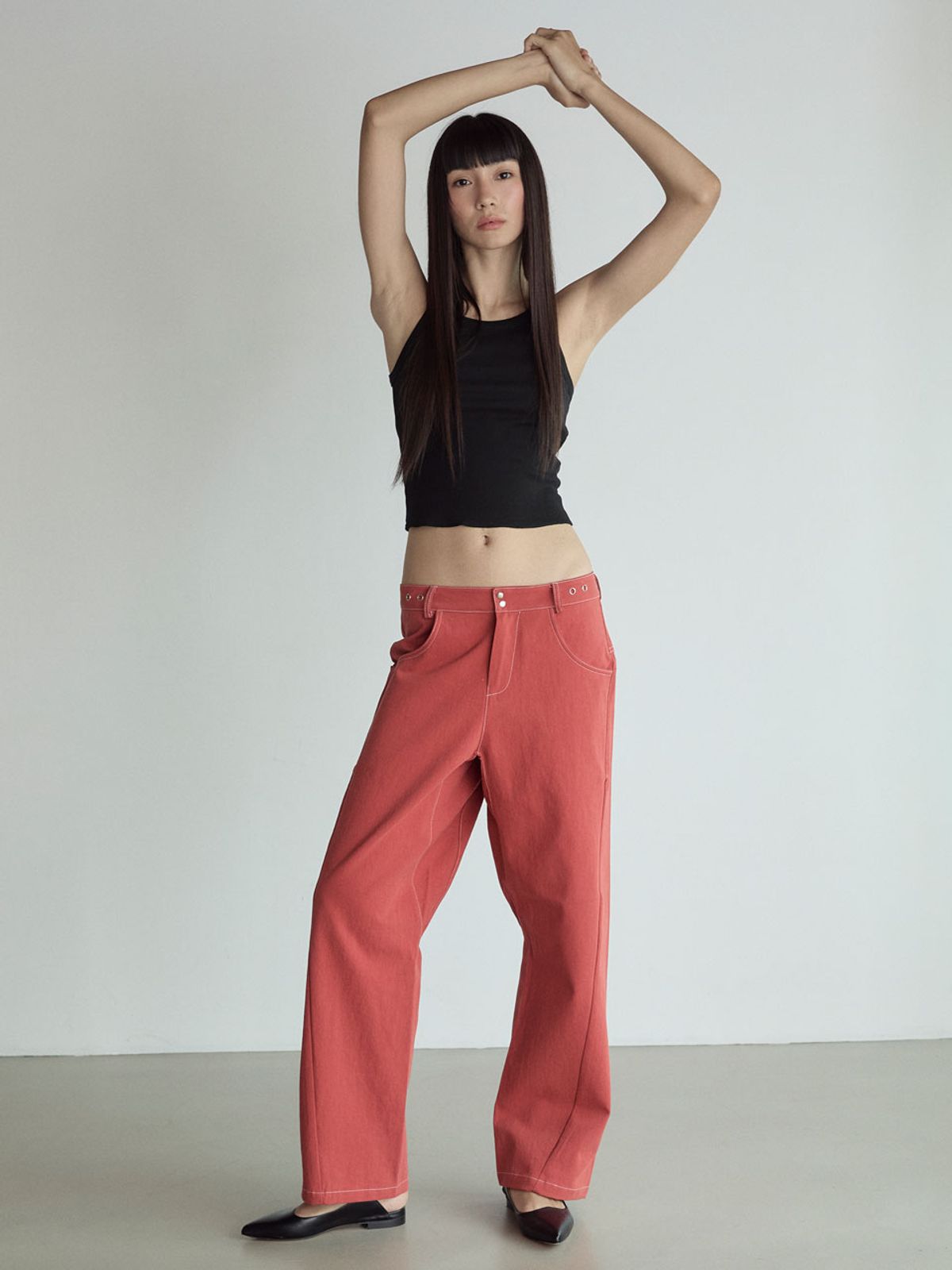 비수스(VISUS) Stitch Lowrise Cotton Pants_Red