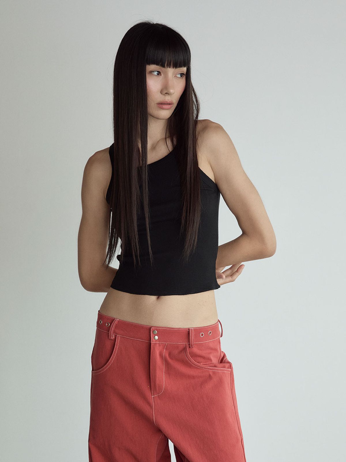 비수스(VISUS) Stitch Lowrise Cotton Pants_Red