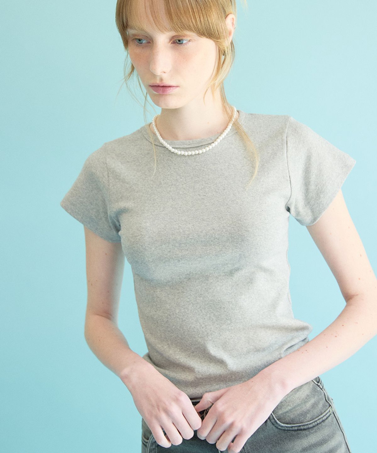 코케트(COQUET) Essential Crewneck T Melange Gray