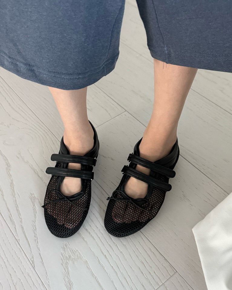 DEINET ♥ DEINET RIBBON MOZZI SHOES IN MESH/追跡付 다이닛(DEINET) DEINET RIBBON MOZZI SHOES IN MESH BLACK