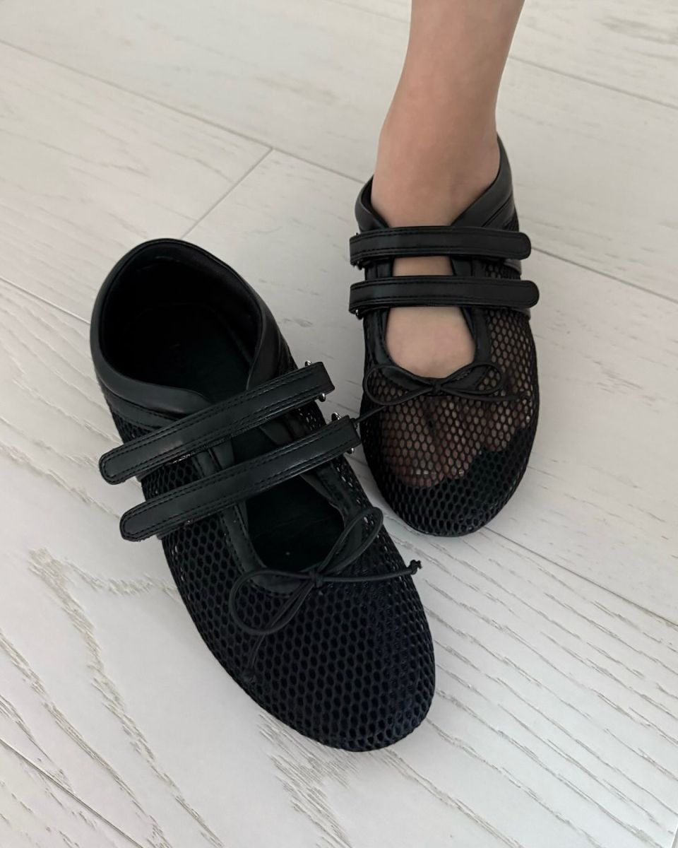 다이닛(DEINET) DEINET RIBBON MOZZI SHOES IN MESH BLACK