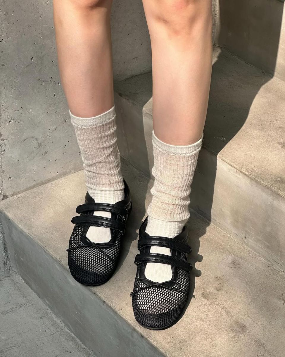 DEINET ♥ DEINET RIBBON MOZZI SHOES IN MESH/追跡付 다이닛(DEINET) DEINET RIBBON MOZZI SHOES IN MESH BLACK
