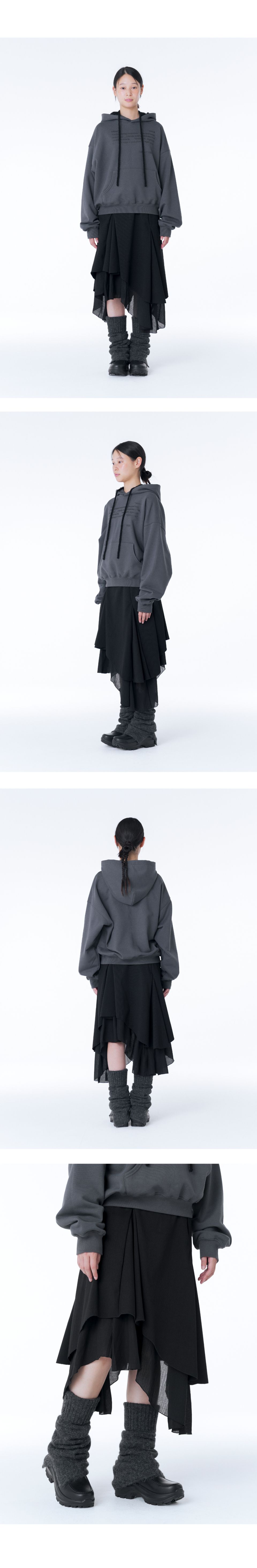 MUSINSA公式 | MISEKI SEOUL Unbalanced layered skirt BLACK