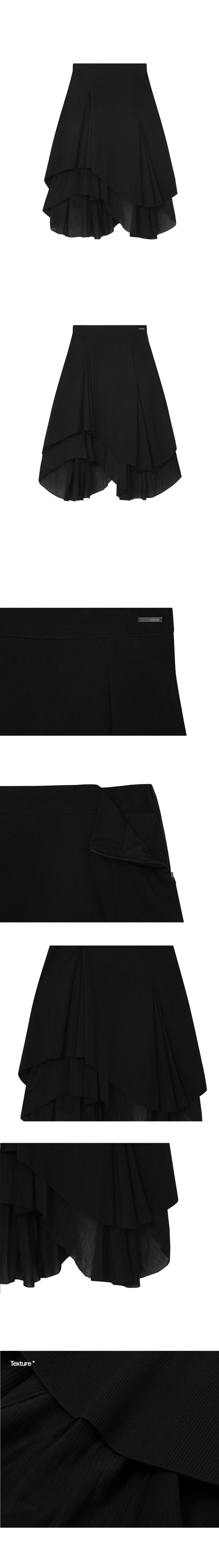 MUSINSA | MISEKI SEOUL Unbalanced layered skirt BLACK