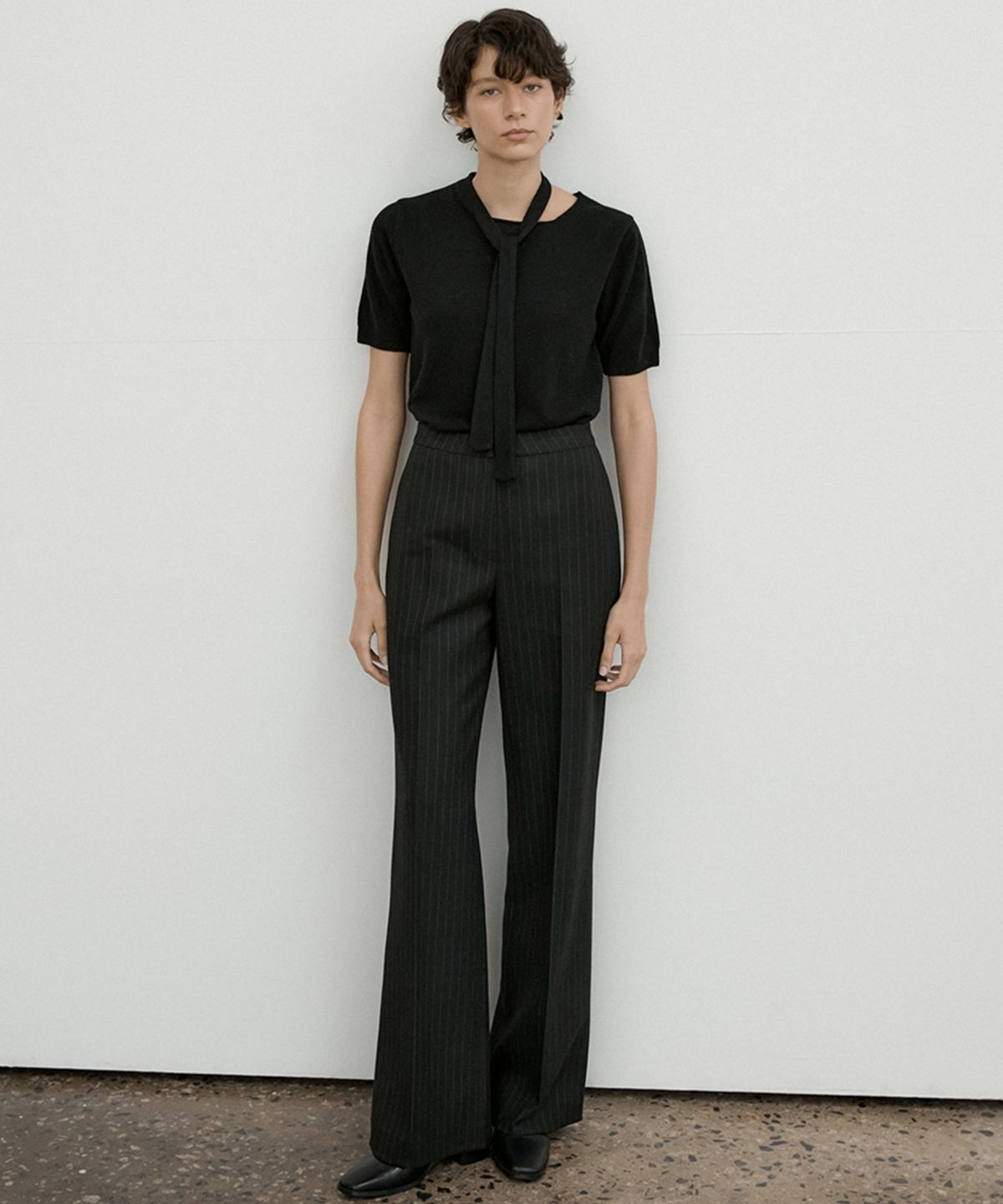 오떼뜨(OCTETTE) WOOL TIE HALF SLEEVE KINT_3COLOR