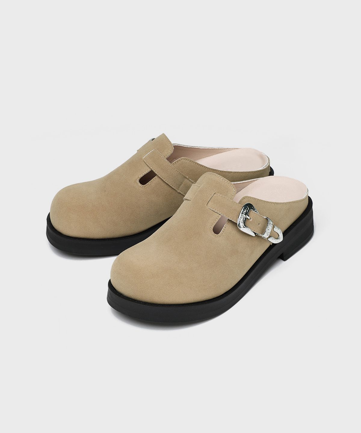 피렌체 아뜨리에(FIRENZE ATELIER) [SECOND.A] 엔틱버클 6CM 벌룬 클로그 2NDS090BS [SAND]