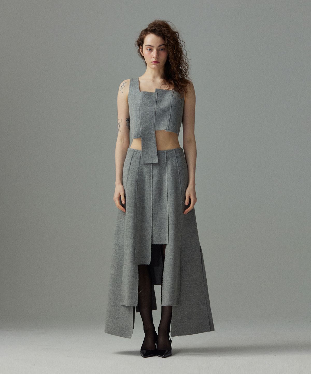므아므(MMAM) Wool patchwork sleeveless top