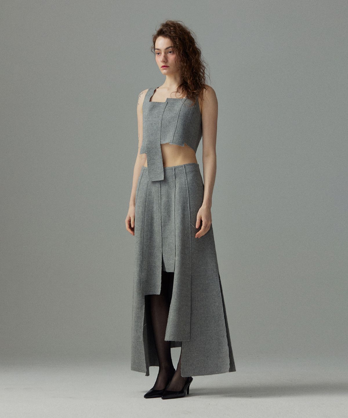 므아므(MMAM) Wool patchwork sleeveless top