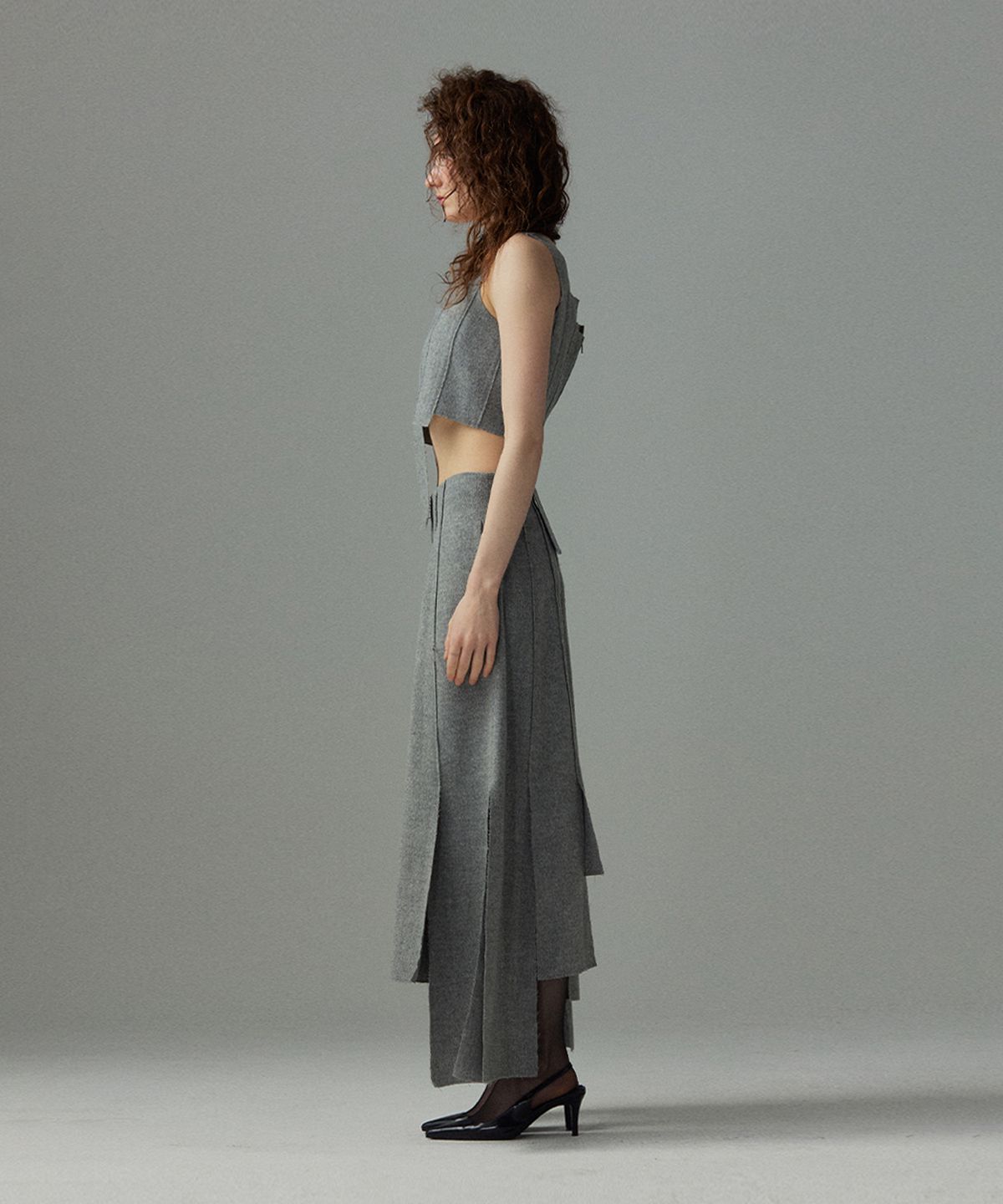 므아므(MMAM) Wool patchwork sleeveless top