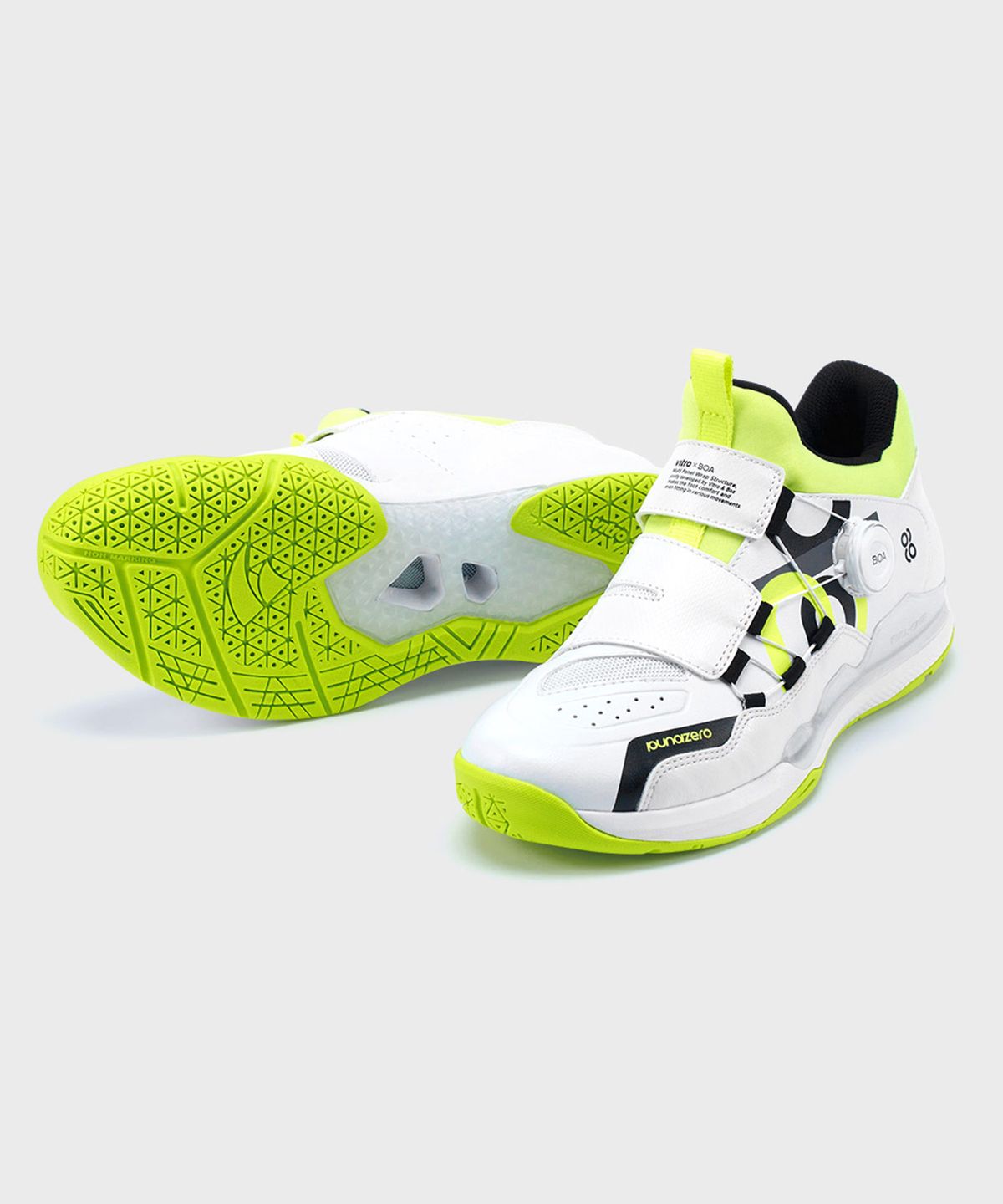 비트로(VITRO) 남녀공용 배드민턴화 푸나 03 (WHITE&LIME) 보아 핏 시스템
