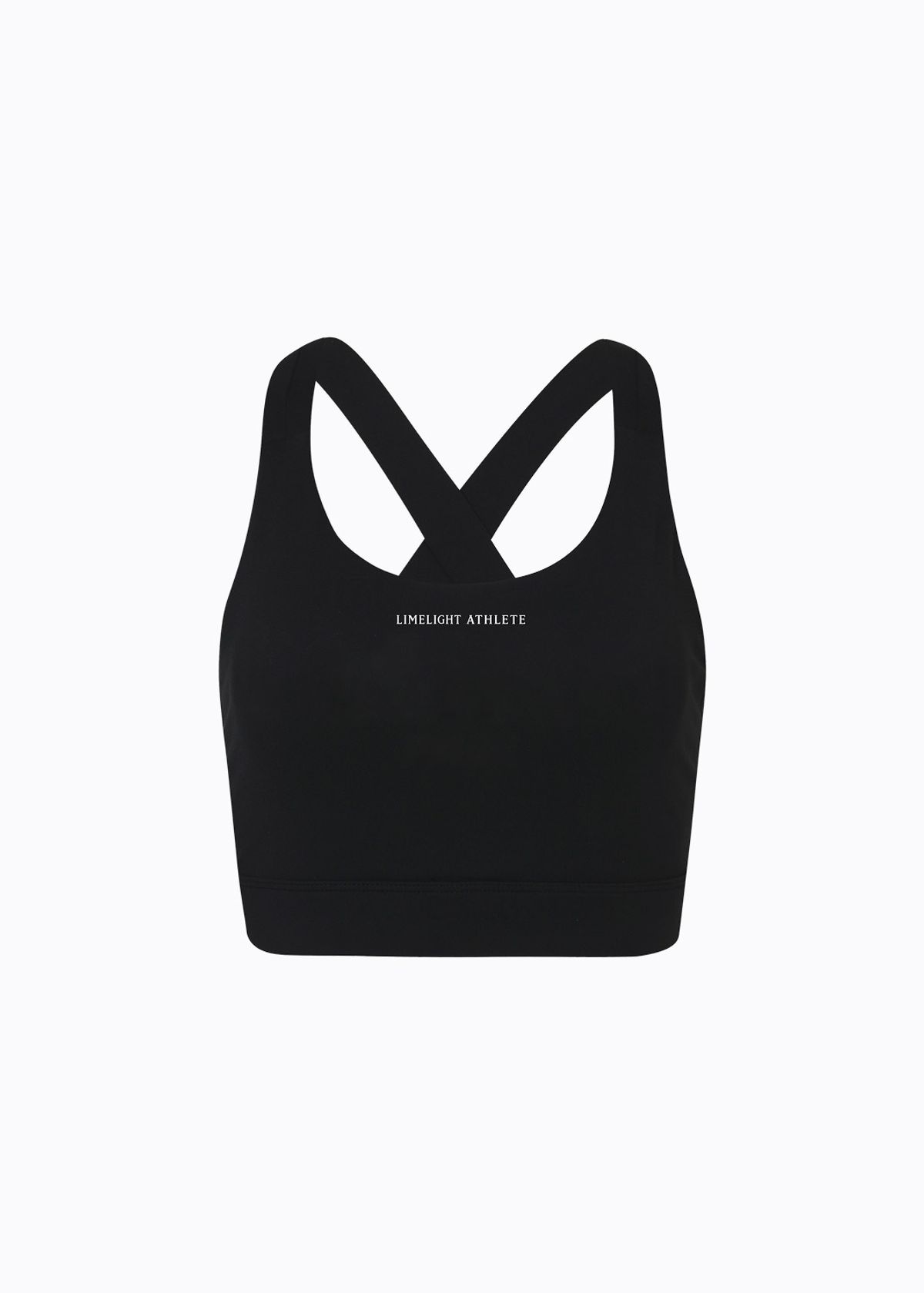 라임라잇 어패럴(LIMELIGHT APPAREL) 애슬릿 로고 죠스 에디션 스포츠 브라 V라인 (블랙/화이트)
