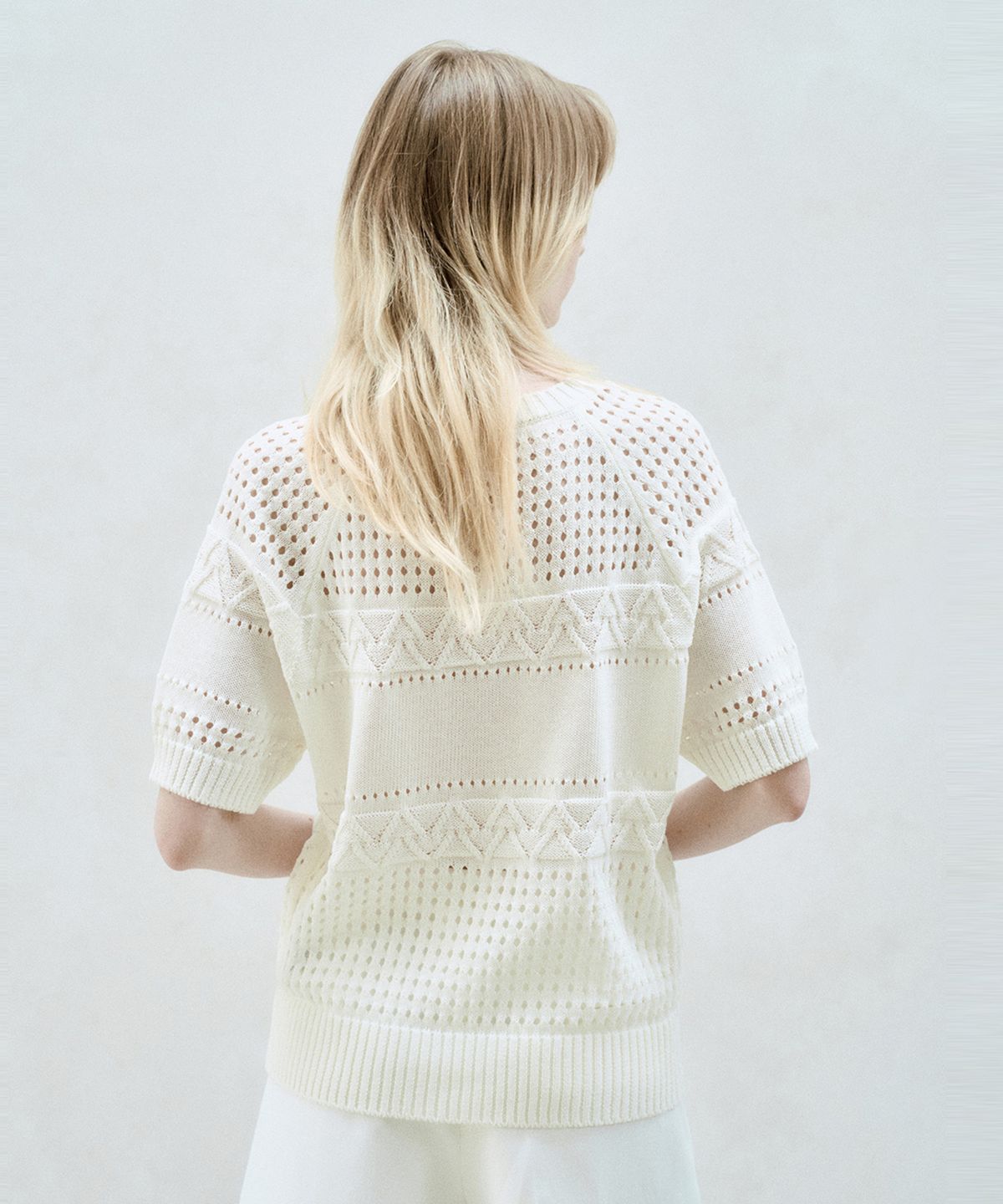 리이(RE RHEE) LINEN BLEND SCASI KNIT TOP IVORY