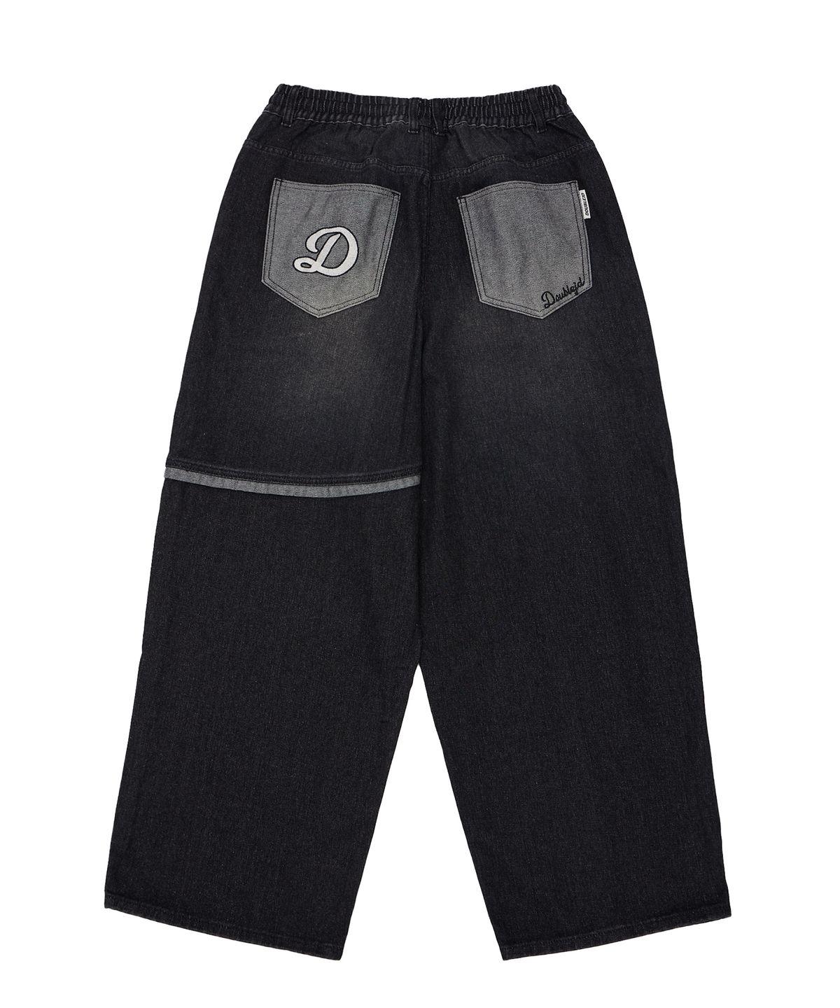 더블제이디(DOUBLE JD) 뒷포켓 D자수 데님 팬츠 (블랙)