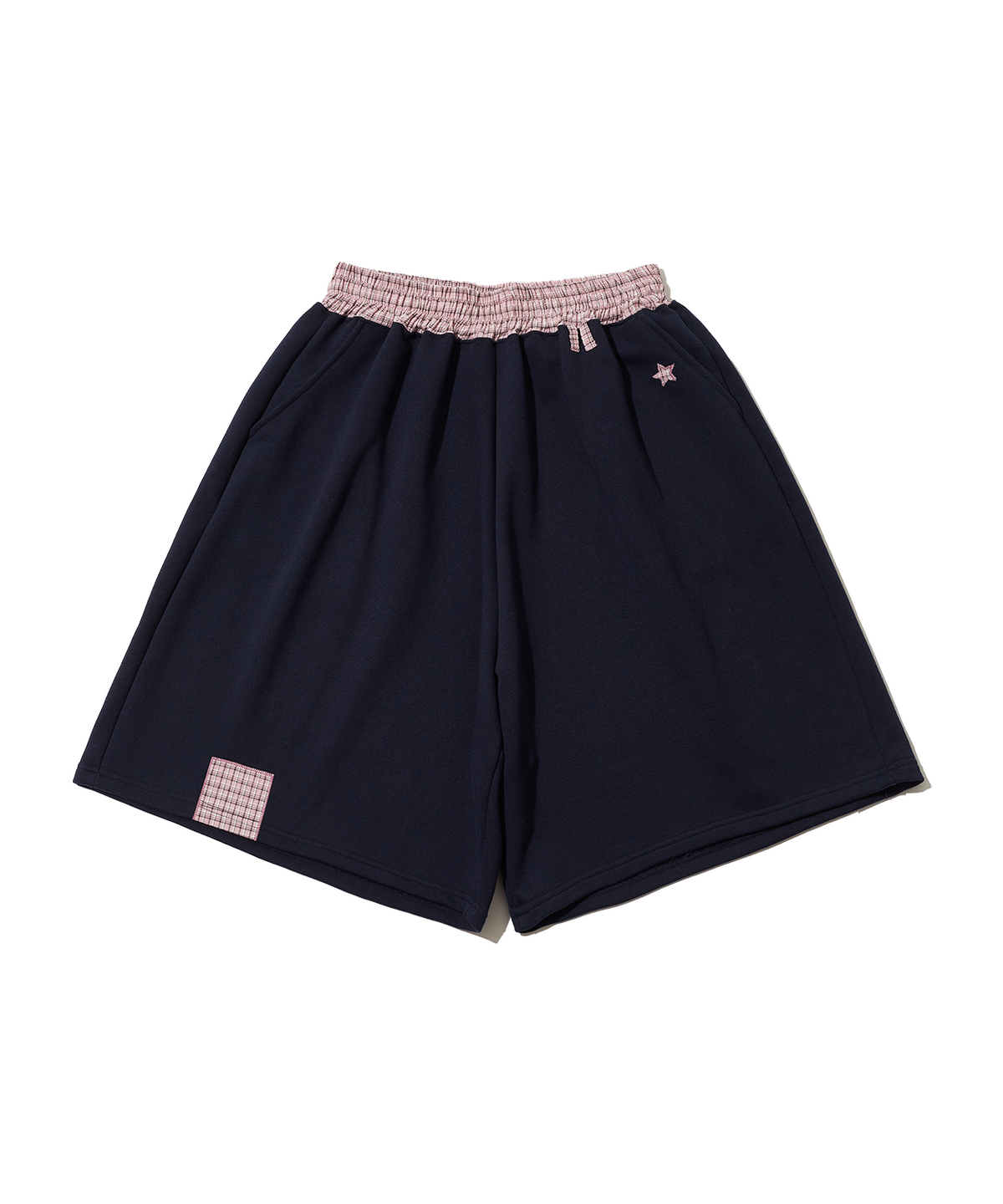 잇자바이브(ITZAVIBE) CHECK BANDING BERMUDA PANTS - NAVY