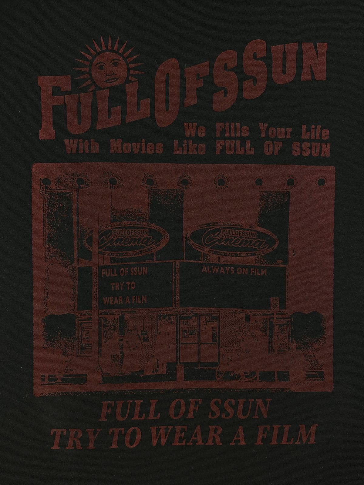 풀오브썬(FULL OF SSUN) 풀오브썬 시네마 티셔츠 (블랙)