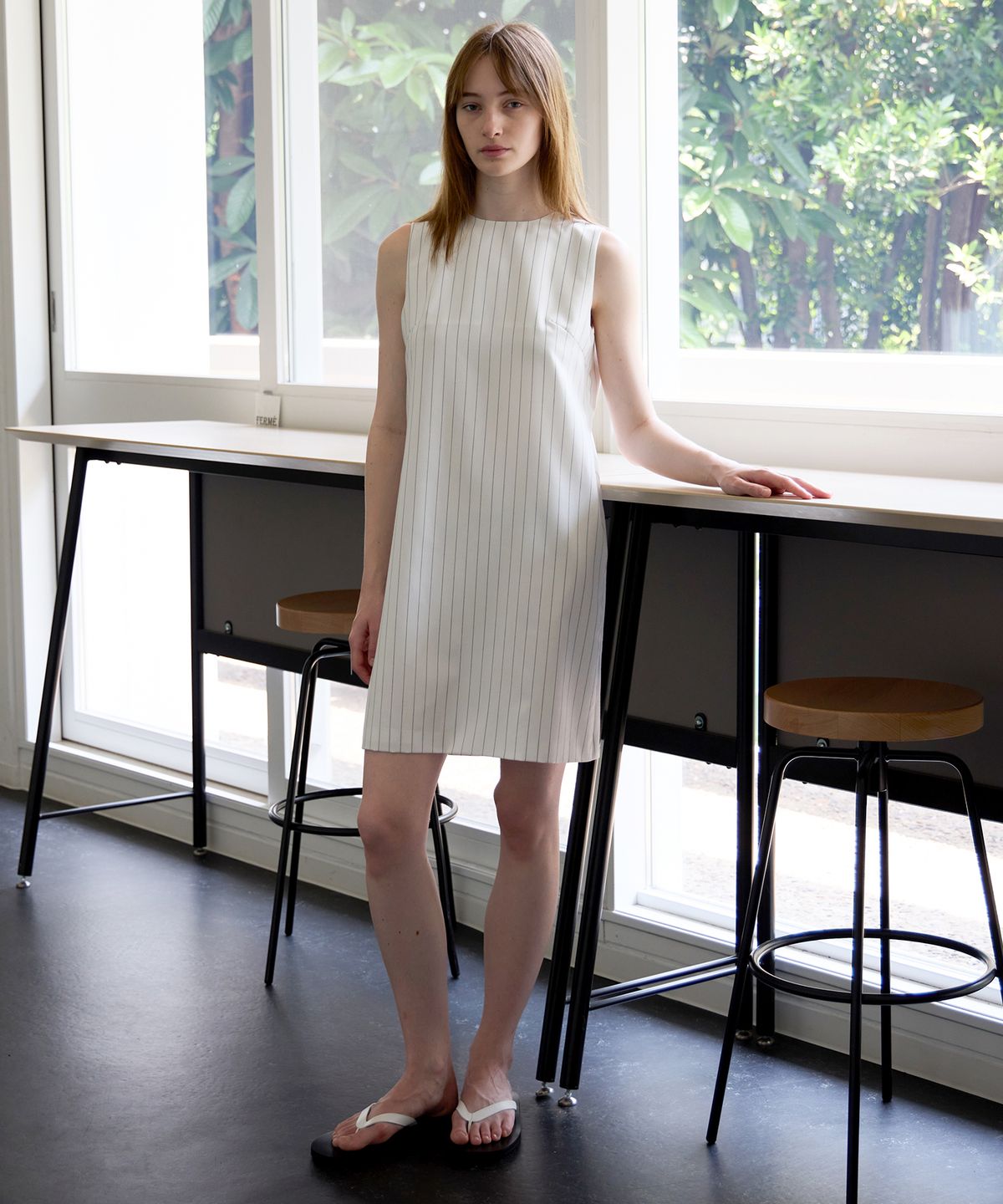 르바(LEVAR) Stripe Mini Dress  - White Stripe