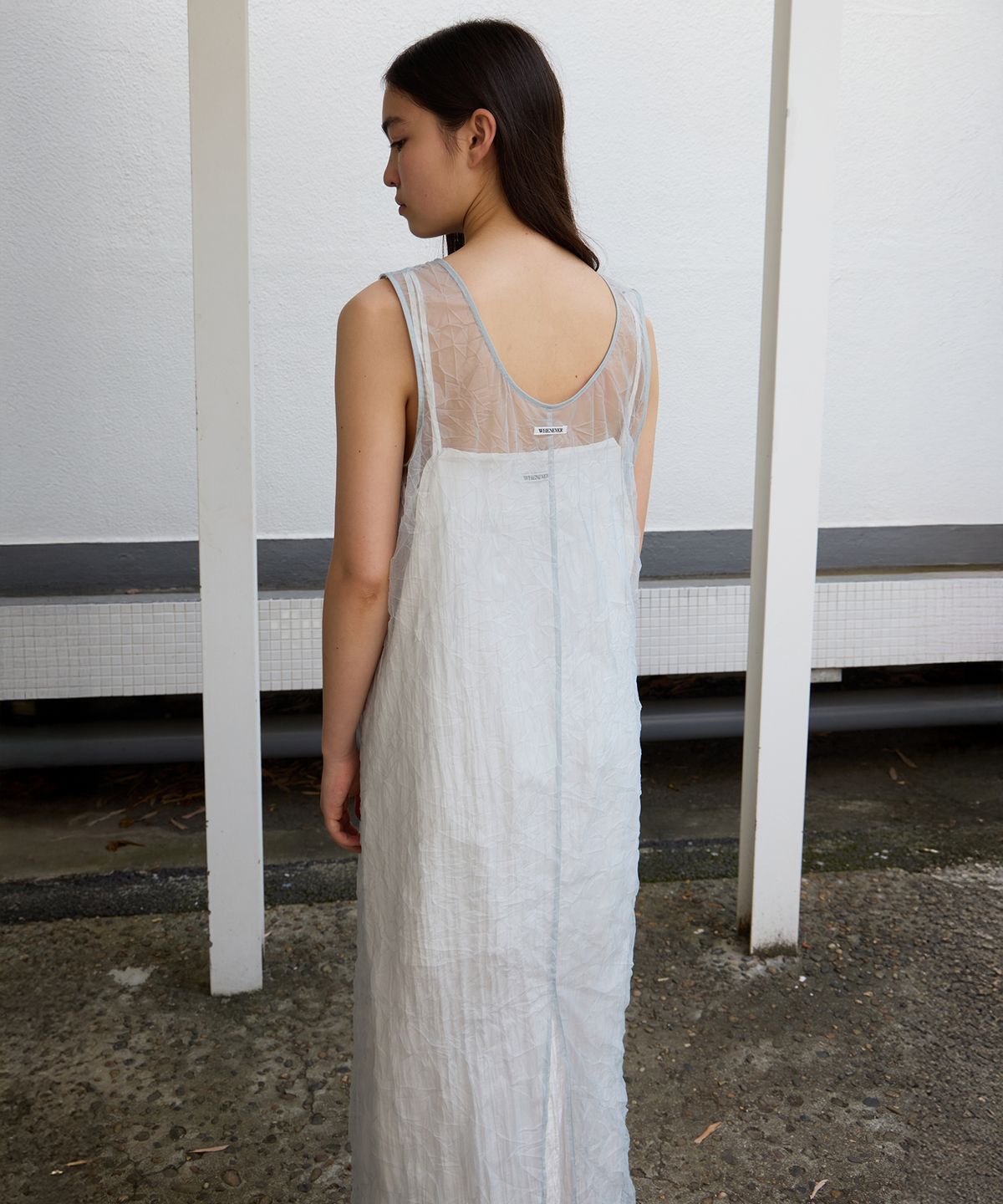 르바(LEVAR) Crease Mesh Layered Dress - Mint