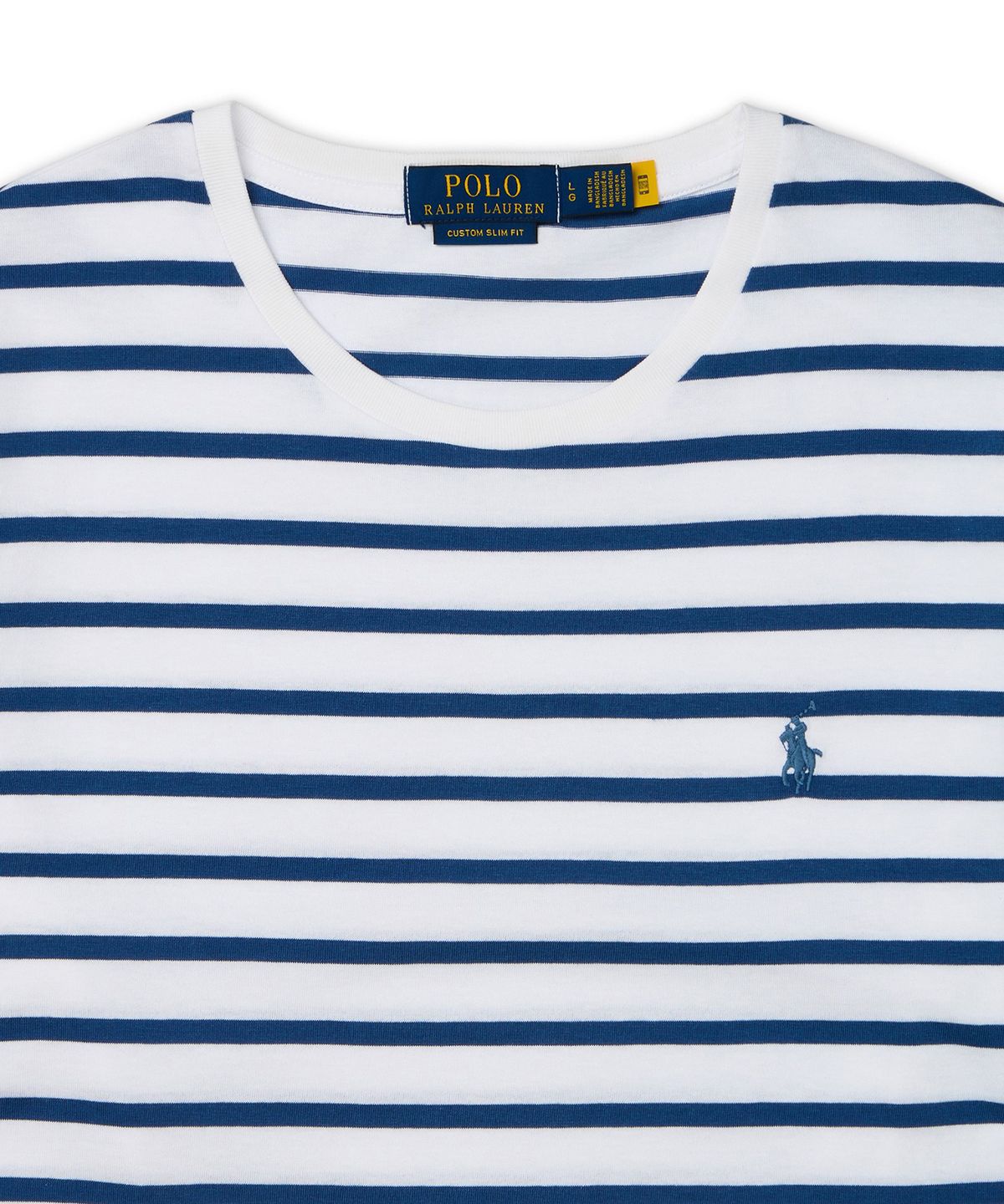 폴로 랄프 로렌(POLO RALPH LAUREN) 커스텀 슬림핏 스트라이프 저지 티셔츠-블루