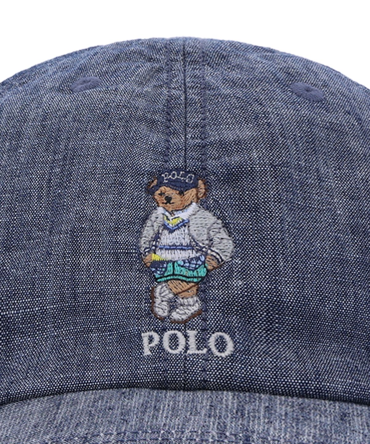 폴로 랄프 로렌 칠드런(POLO RALPH LAUREN CHILDREN) 폴로 베어 코튼 샴브레이 볼 캡-라이트 블루