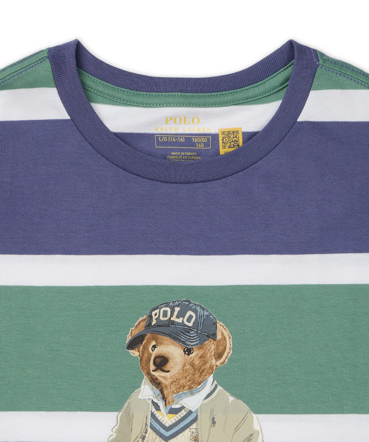폴로 랄프 로렌 칠드런(POLO RALPH LAUREN CHILDREN) 폴로 베어 스트라이프 코튼 저지 티-미디움 그린