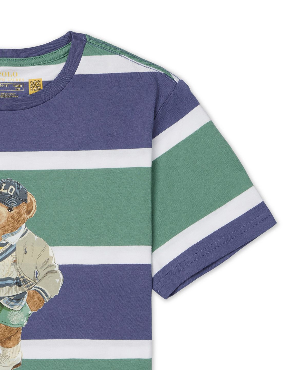 폴로 랄프 로렌 칠드런(POLO RALPH LAUREN CHILDREN) 폴로 베어 스트라이프 코튼 저지 티-미디움 그린