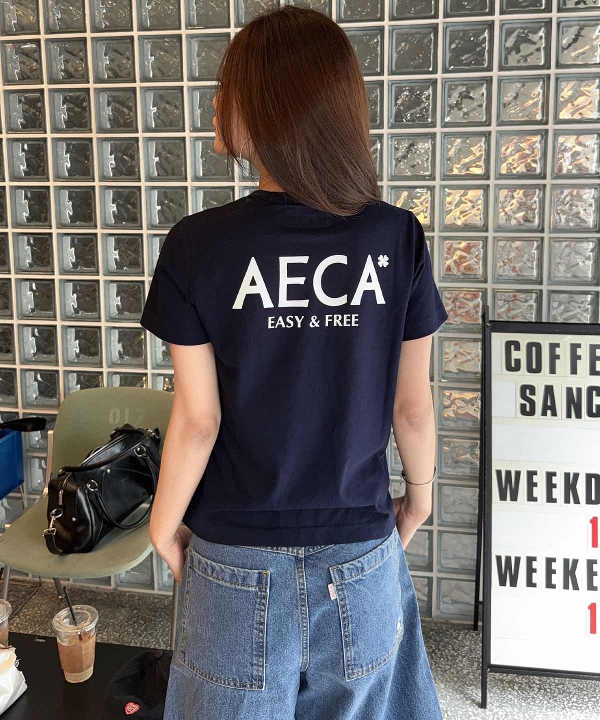 에이카화이트(AECA) AECA SIGNATURE TEE-NAVY