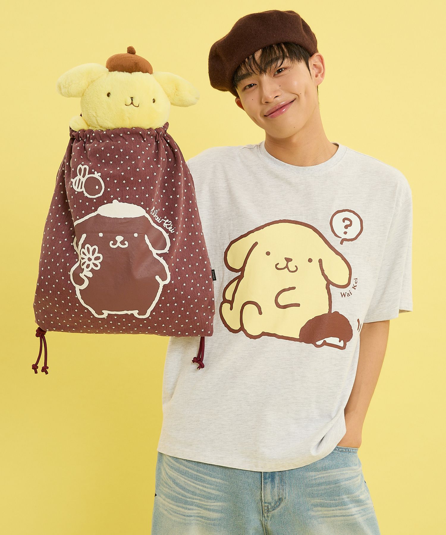 Wai Kei☆POMPOMPURIN Star String Bag MUSINSA | WAI KEI Pompompurin star string bag burgundy