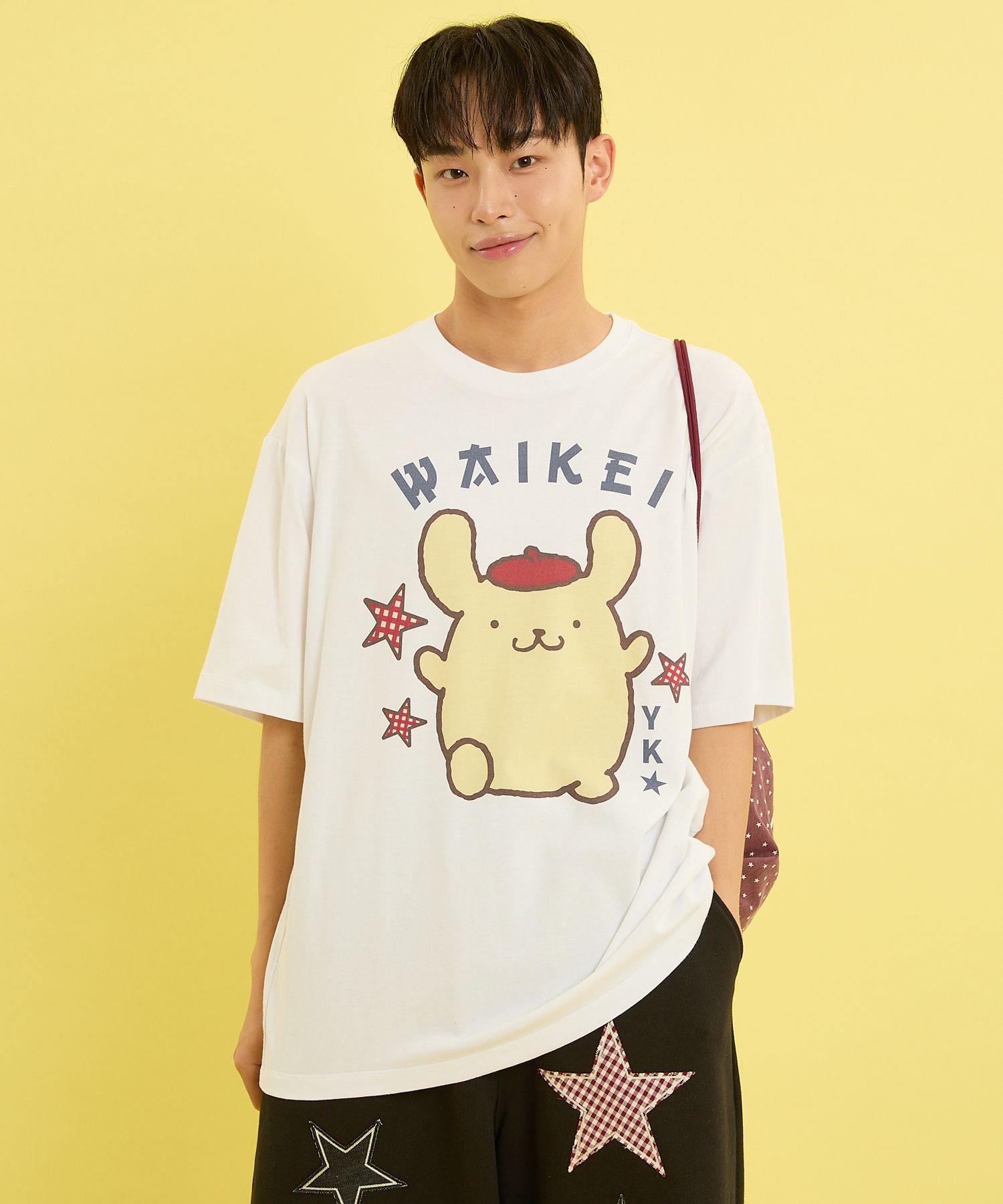 ★WAIKEI★ Cupid Pompompurin Raglan Short Sleeve T-shirt Whi MUSINSA | WAI KEI Pompompurin with star short sleeve t-shirt